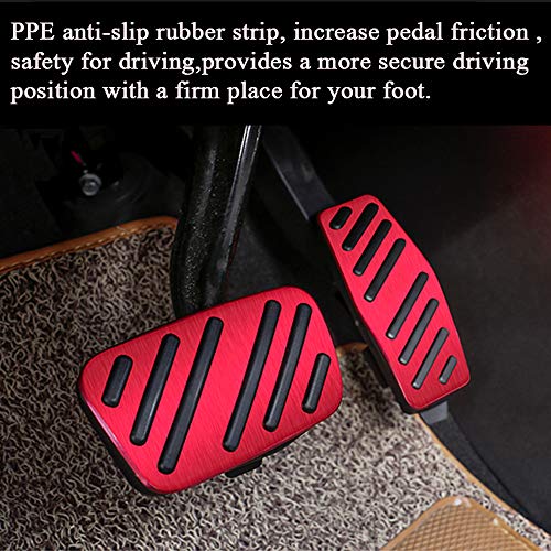 XITER No Drill Anti-Slip Aluminum Gas Brake Pedal Cover Foot Pedal Pads for Chevy Equinox Impala Cruze Blazer Traverse,for Buick Enclave Encore,for GMC ACADIA Terrain,for Cadillac XT5 XT6(RED) - Image 3