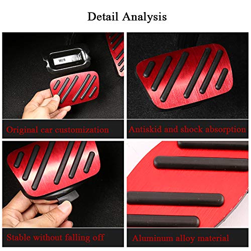 XITER No Drill Anti-Slip Aluminum Gas Brake Pedal Cover Foot Pedal Pads for Chevy Equinox Impala Cruze Blazer Traverse,for Buick Enclave Encore,for GMC ACADIA Terrain,for Cadillac XT5 XT6(RED) - Image 5