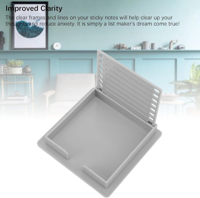 Low wear optimized design Yosoo Clear Frames Sticky Note Holder with Templates for 3x3in Sticky Notes, Organize Box for To Do List, Ideal for Office and School Supplies (Grey) Quick use-switch compatible build - Image 5