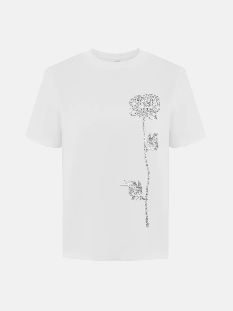 Lichi Straight T-shirt with rhinestone pattern