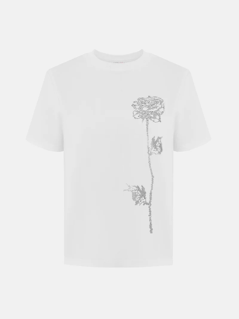 Lichi Straight T-shirt with rhinestone pattern