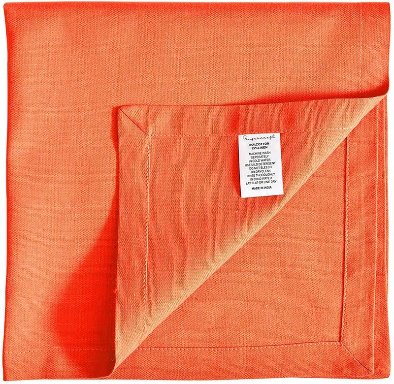 FINGERCRAFT Fingercraft Dinner Cloth Napkins in Cotton Linen Blend Fabric 12 Pack  Premium Quality  Mitered Corners for Every Day Use Napkins are Pre Shrunk and Good Absorbency Easter Special Color Orange  - Image 5