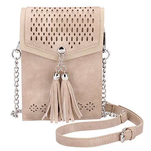 seOSTO Womens Small Crossbody Bag, Tassel Cell Phone Purse Holder Wallet - Image 1