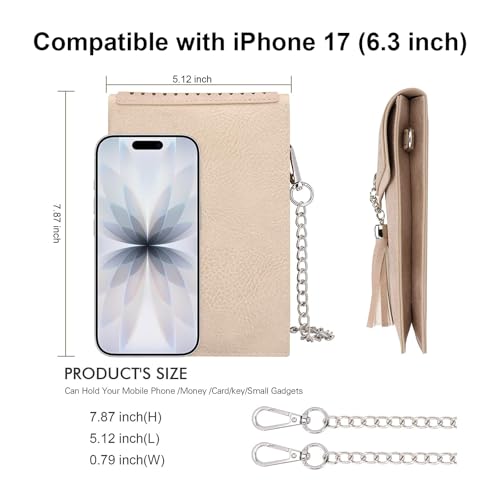 seOSTO Womens Small Crossbody Bag, Tassel Cell Phone Purse Holder Wallet - Image 3
