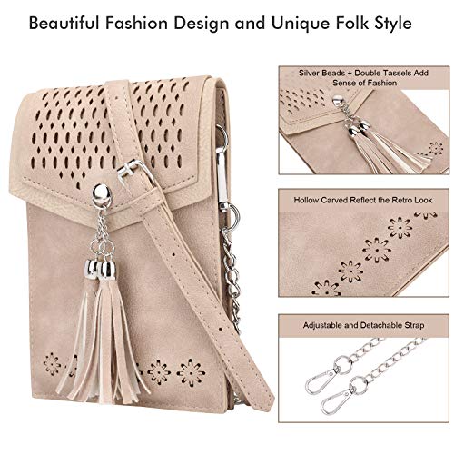 seOSTO Womens Small Crossbody Bag, Tassel Cell Phone Purse Holder Wallet - Image 4