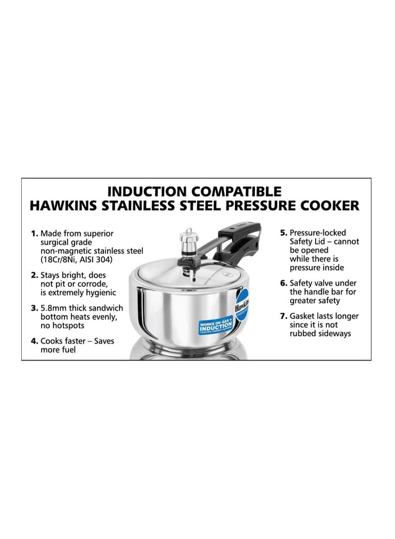 هوكينز قدر ضغط بغطاء داخلي متوافق مع الاستقراء من الفولاذ المقاوم للصدأ سعة 2 لتر - Image 4