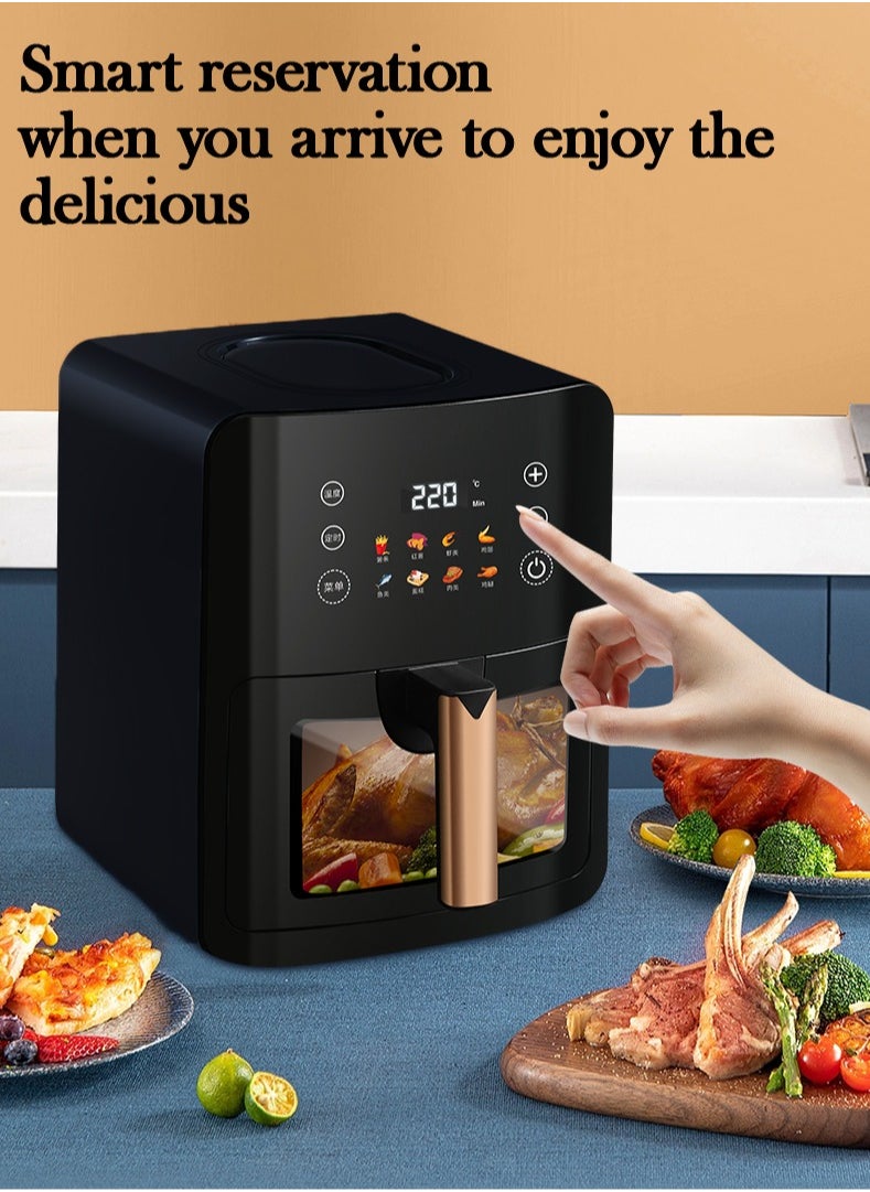 Generic - Digital Air Fryer with Viewing Window 8 Cooking Settings Removable Non-Stick Fry Basket and Cooking Bowl 1350 Watts - Image 1