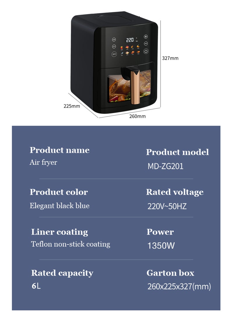 Generic - Digital Air Fryer with Viewing Window 8 Cooking Settings Removable Non-Stick Fry Basket and Cooking Bowl 1350 Watts - Image 1