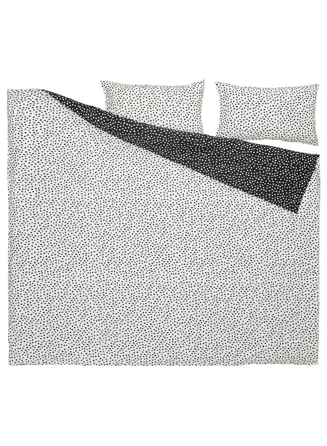erorex Duvet cover and 2 pillowcases, black white/dotted, 240x220/50x80 cm - Image 5