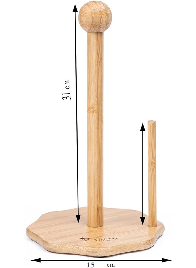ATM Natural Bamboo Paper Towel Holder with Cloud-Shaped Base – 15x31cm - Image 3