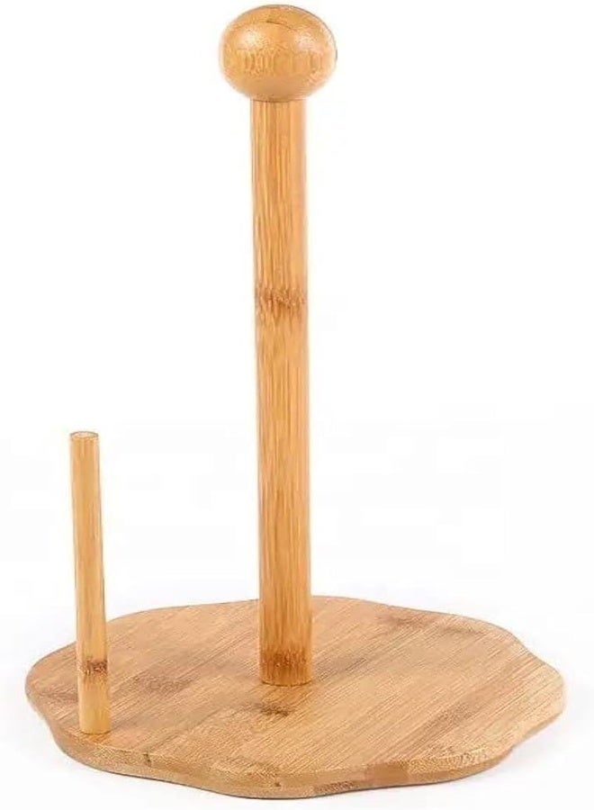 ATM Natural Bamboo Paper Towel Holder with Cloud-Shaped Base – 15x31cm - Image 1