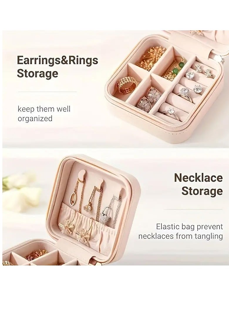MXM - Portable Travel Jewelry Box Organizer, Double Layer, Faux Leather, Korean Style, Storage Box for Earrings, Rings, Necklaces, And Bracelets - Perfect Gift (Multi) - Image 1