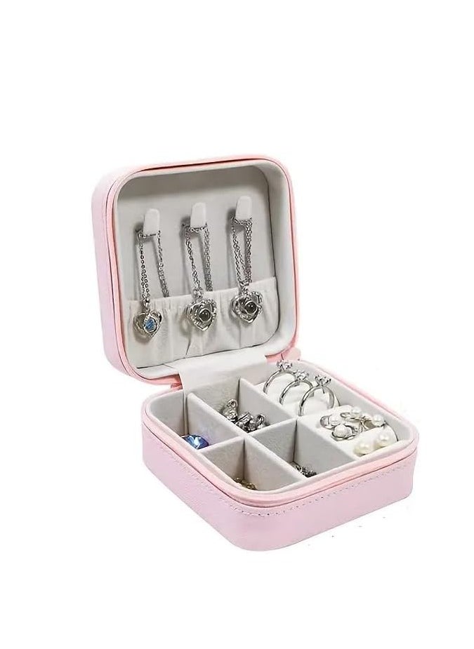 MXM - Portable Travel Jewelry Box Organizer, Double Layer, Faux Leather, Korean Style, Storage Box for Earrings, Rings, Necklaces, And Bracelets - Perfect Gift (Multi) - Image 1