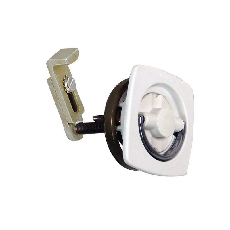 Perko 0932DP1WHT FlushMount NonLocking Latch with Offset Cam Bar and Flexible Polymer Strike for 118 to 2 Hole White