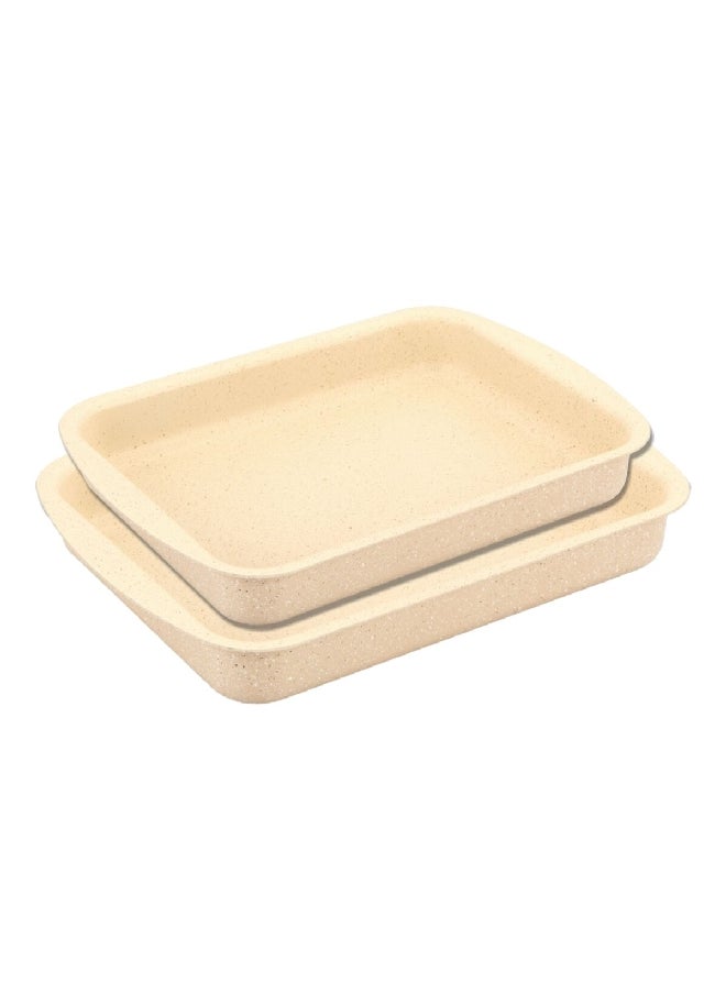 PARFAIT 2-Piece Natural Force Non-Stick Marble Roasting Pan Cream 47 X 7.5 X 31.5 Cm Rtam02B/Cream 