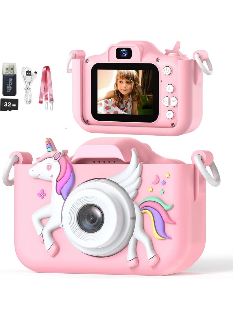FARROBIZZ Kids Camera Toys for 3-12 Years Old Boys Girls Children,Portable Child Digital Video Camera with Silicone Cover, Christmas Birthday Gifts for Toddler Age 3 4 5 6 7 8 9 (Pink)  - Image 1