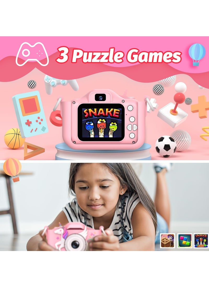 FARROBIZZ Kids Camera Toys for 3-12 Years Old Boys Girls Children,Portable Child Digital Video Camera with Silicone Cover, Christmas Birthday Gifts for Toddler Age 3 4 5 6 7 8 9 (Pink)  - Image 3