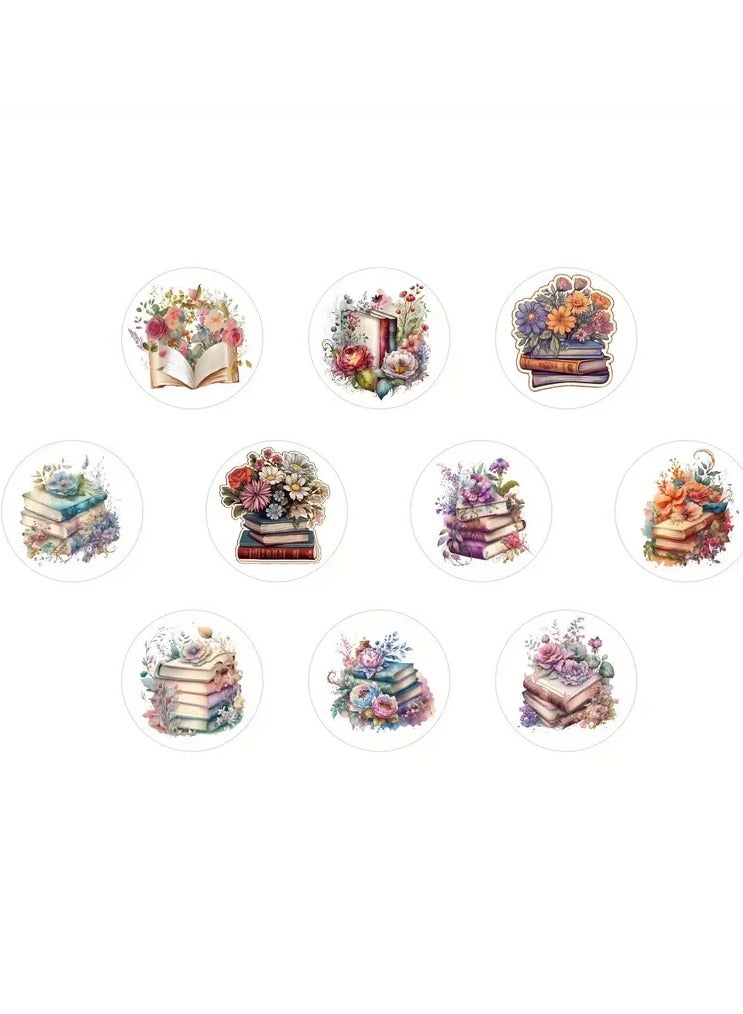 جلوسكي 500 قطعة كتاب الزهور قراءة ملصقات مضحكة (2.54 سم ملصق/10 أنماط) زجاجة الماء التزلج الأمتعة الكمبيوتر المحمول الهاتف-الشتاء ، new yea - Image 3