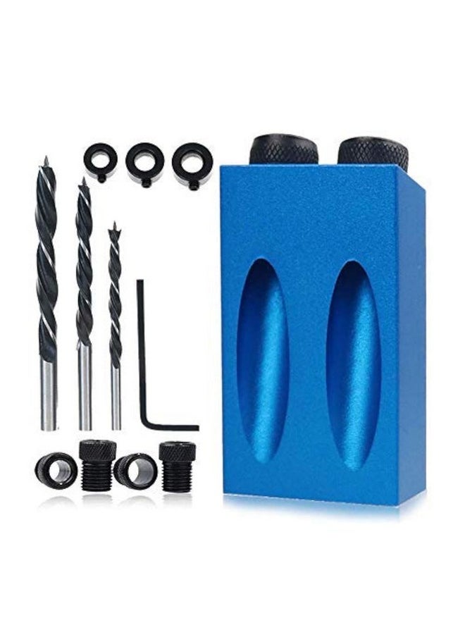 ZLMONDEE - ZLMONDEE 14Pcs Pocket Hole Jig Kit, 15 Degree Woodworking Inclined Hole Jig with 6/8/10mm Drive Adapter for Woodworking Angle Drilling Holes, Angle Carpentry Locator Jig - Image 1