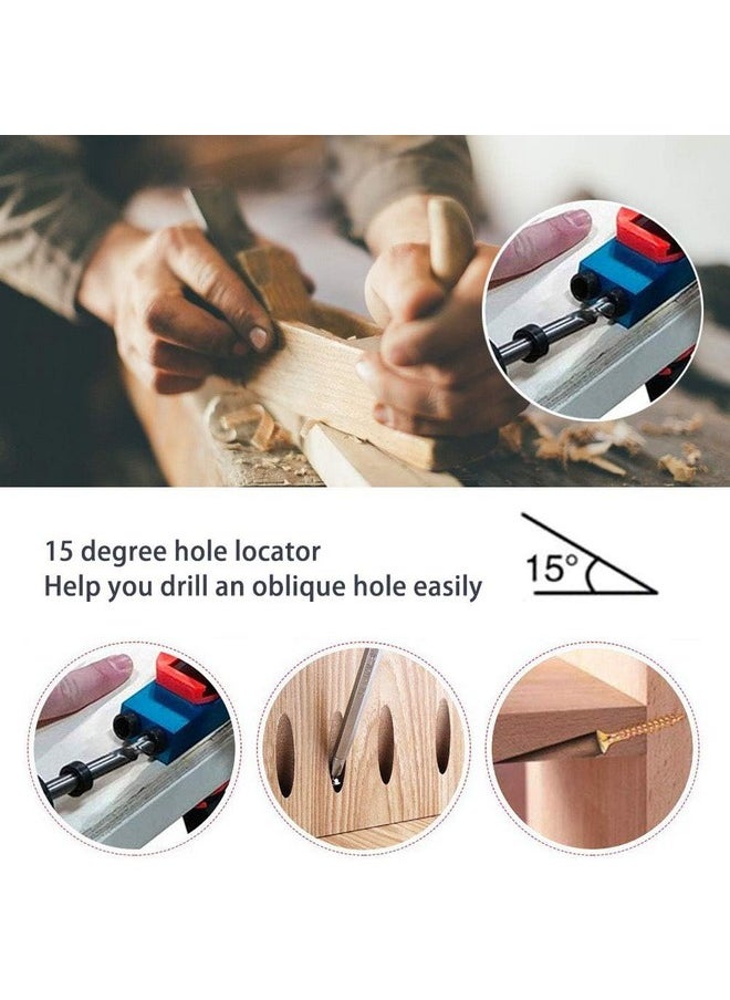 ZLMONDEE - ZLMONDEE 14Pcs Pocket Hole Jig Kit, 15 Degree Woodworking Inclined Hole Jig with 6/8/10mm Drive Adapter for Woodworking Angle Drilling Holes, Angle Carpentry Locator Jig - Image 1