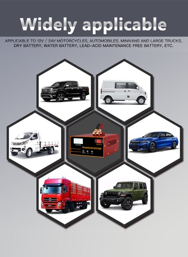 شاحن البطارية النبضي الذكي - شاشة عرض رقمية لبطاريات السيارات/الدراجات النارية - إصلاح وصيانة السيارات - Image 2