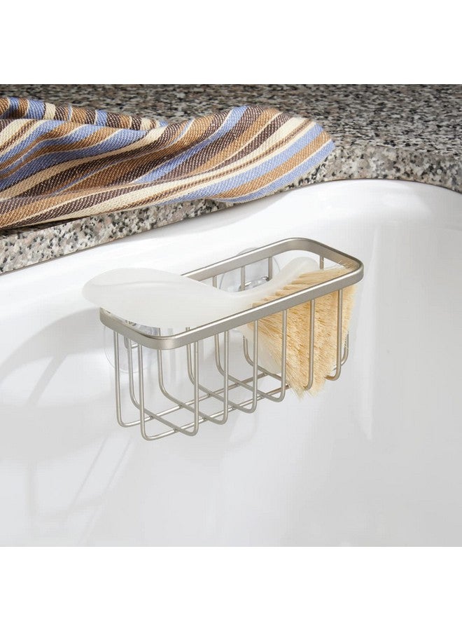 InterDesign iDesign Rust-Resistant Stainless Steel Sponge Holder for Kitchen Sink with Suction Cups, The Gia Collection - Set of 1, Satin - Image 2