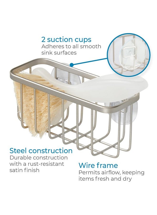 InterDesign iDesign Rust-Resistant Stainless Steel Sponge Holder for Kitchen Sink with Suction Cups, The Gia Collection - Set of 1, Satin - Image 3