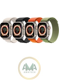 4Pack for Apple Watch Alpine Loop Band 49mm/45mm/44mm Nylon Woven Sport Strap Compatible with iWatch Series 8/Ultra/7/SE/6/5/4/3/2/8 White/Green/Orange/Black