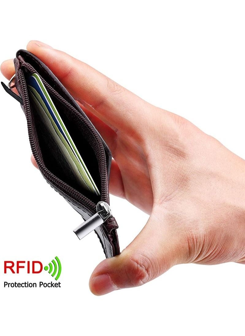 Generic Badge Holder with Zipper, PU Leather ID Badge Card Holder Wallet with 5 Card Slots, 1 Side RFID Blocking Pocket and 20 inch Neck Lanyard Strap for Offices ID/School ID/Driver Licence  - Image 4