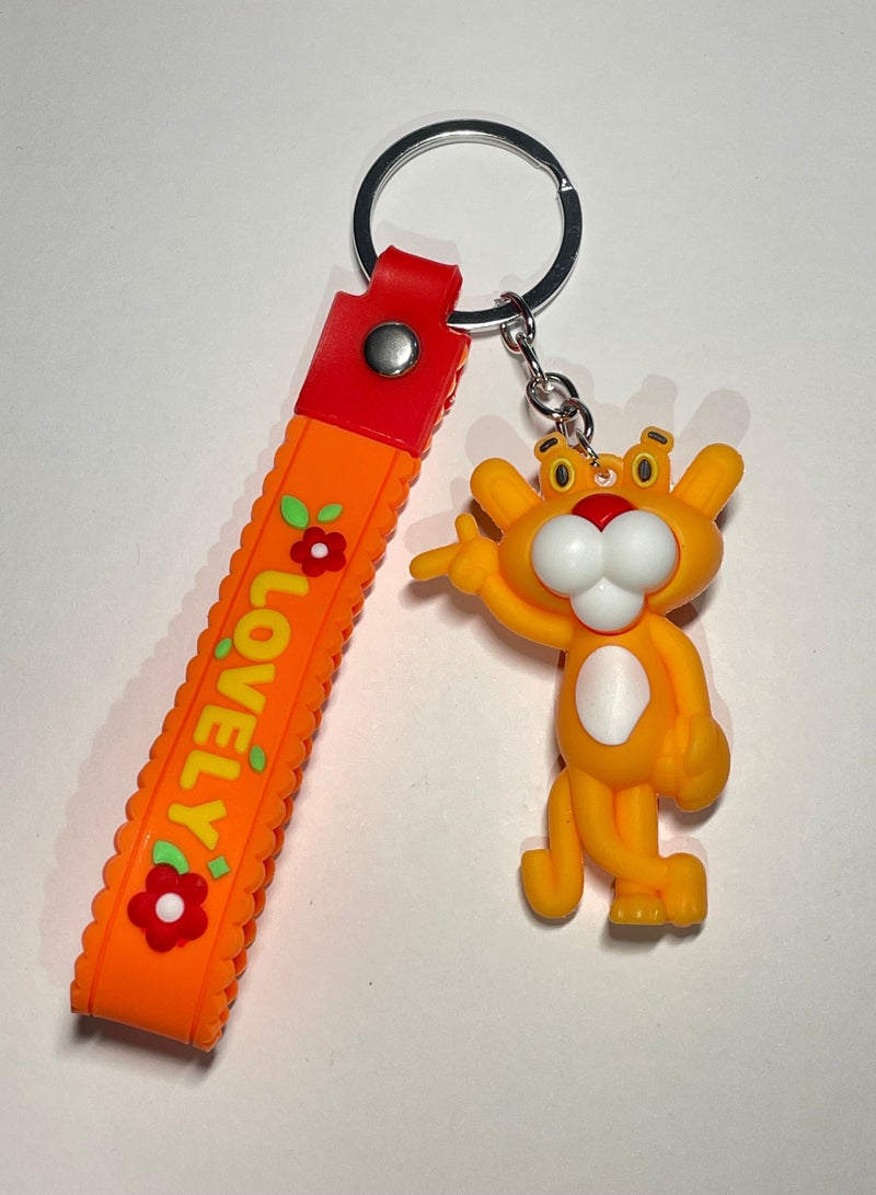 Generic Distinguished cartoon keychain cute accessory pink panther keychain with ribbon suitable for car purse and bag cute creative gift  - Image 1