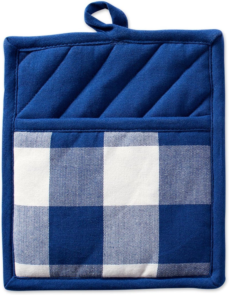 DII Buffalo Check Kitchen Collection, Classic Farmhouse Kitchen Set, Potholder, Navy & Cream, 2 Piece - Image 2