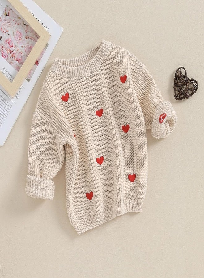 Gureui Toddler Baby Boy Girl Heart Knit Sweater Kids Infant Newborn Outfit, A Khaki Heart, 18-24 Months - Image 3