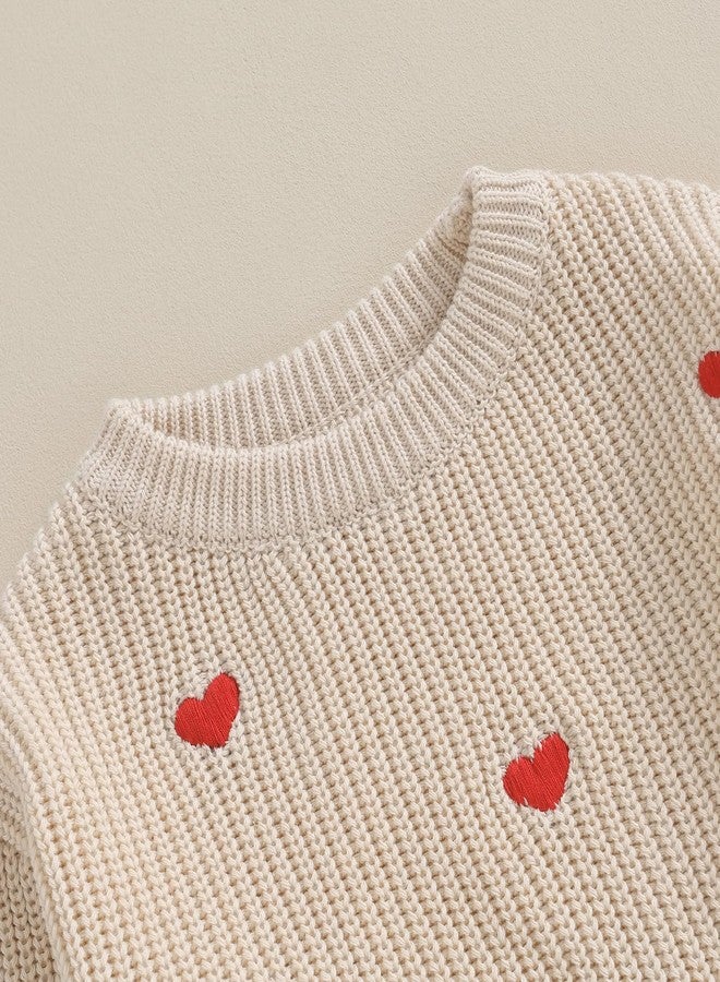Gureui Toddler Baby Boy Girl Heart Knit Sweater Kids Infant Newborn Outfit, A Khaki Heart, 18-24 Months - Image 5