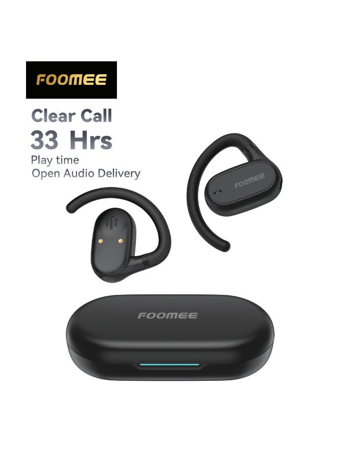 فو ميالتكنولوجيا المحدودة سماعات OW08 لاسلكية حقيقية مفتوحة الأذن، صوت استريو HiFi HD مع مشغل 16 ملم، 33 ساعة تشغيل إجمالية، تصميم مريح يناسب الأذن، تشغيل بلمسة واحدة، بلوتوث 5.3 - Image 1