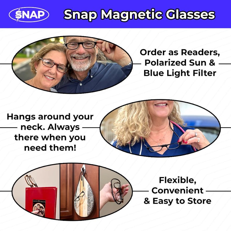 Calabria Unisex Oval Snap Magnetic Reading Glasses with Clear Lenses â€“ Dark Brown Tortoise Havana Red | Pull Apart Glasses with Magnetic Bridge | Wrap Around Eyeglasses | Eyewear 2.50 - Image 3