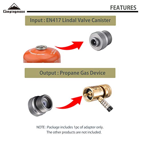 camping moon CAMPINGMOON Camping Grill Propane Gas Stove Adapter, Input: EN417 Lindal Valve Canister, Output: Propane Gas Stove Z20 - Image 4