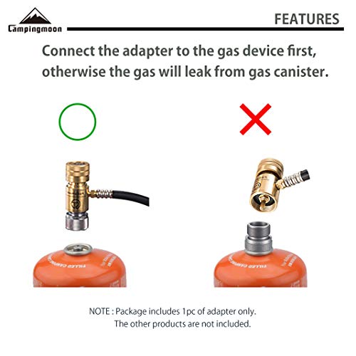 camping moon CAMPINGMOON Camping Grill Propane Gas Stove Adapter, Input: EN417 Lindal Valve Canister, Output: Propane Gas Stove Z20 - Image 5