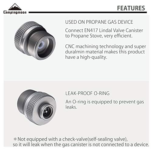 camping moon CAMPINGMOON Camping Grill Propane Gas Stove Adapter, Input: EN417 Lindal Valve Canister, Output: Propane Gas Stove Z20 - Image 3