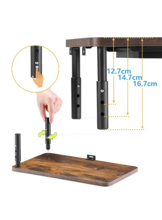 ETHU Dual Monitor Stand, Double Monitor Riser for PC Computer Laptop and Printer, Length and Angle Adjustable Desktop Stand Organizer with Phone Holder and Drawer, Universal Office Accessories, Brown - Image 4