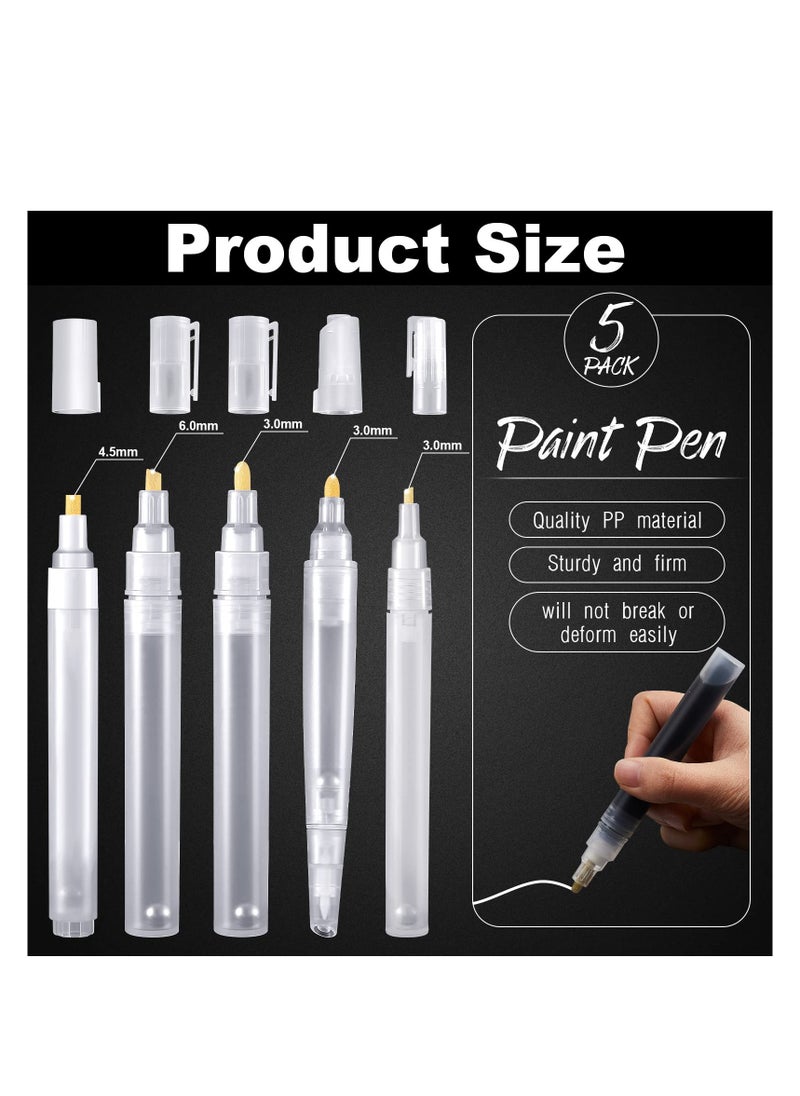 KASTWAVE - Empty Refill Paint Markers Blank Refillable Paint Pens, Empty Refillable Marker for Painting Transparent Pen Tube, Fill with Your Own Art Acrylic, Oil and Watercolor for Art Painting Crafts Kit 5 PCS - Image 1