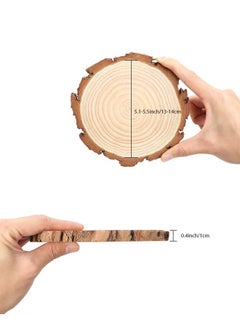 Pllieay 12 Pcs 5.15.5 Inch Wood Slices Unfinished Wood Slice Ornaments For Diy Crafts Wedding Table Centerpieces Coasters For Arts Painting Craft  - Image 3