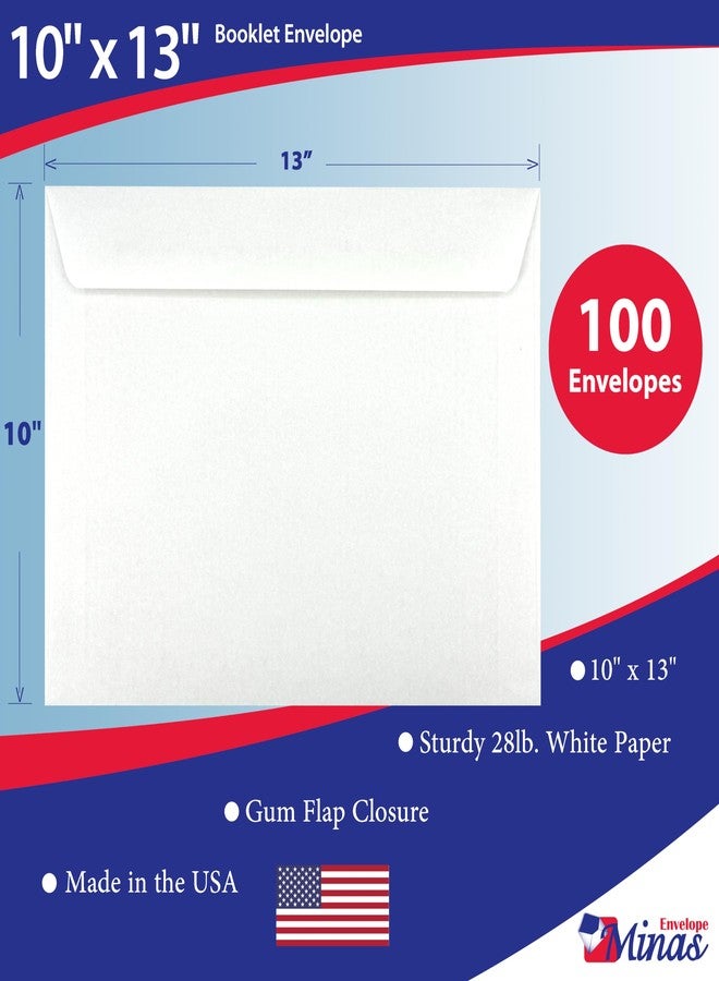 Minas Envelope 100 Minas Envelope - 10 x 13 Inch White Booklet Envelopes, Heavy 28lb Paper, Side Opening, Gummed Flap, 100 Count - Image 2