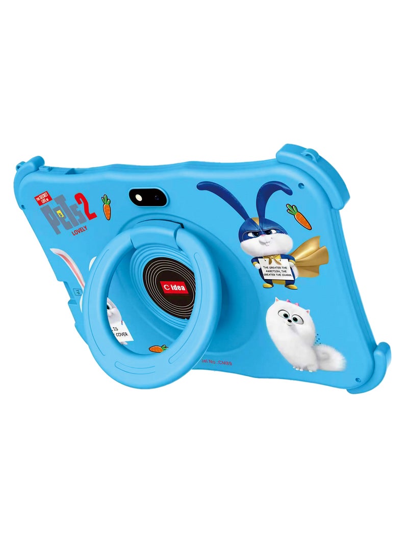 C idea 7-Inch Kids Smart Tablet CM89 8GB RAM + 256GB ROM Android Wi-Fi Tablet with Bluetooth & GPS Corner Edge-Proof with 360° Foldable Stand Dual Camera Educational & Entertainment Tablet for Children Blue - Image 1