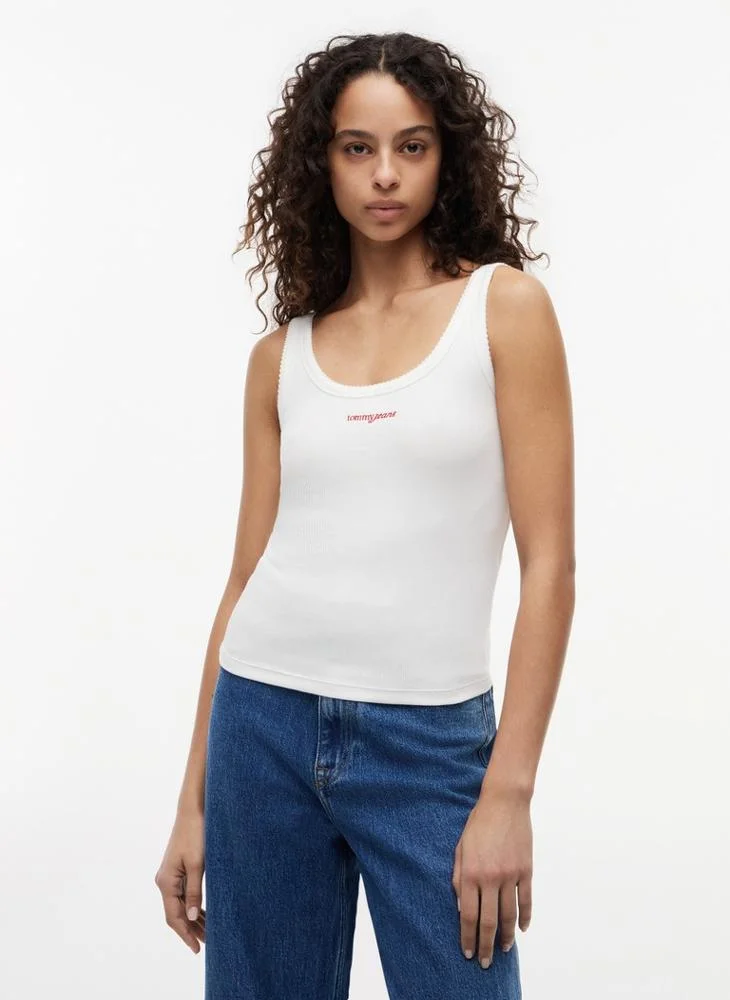 Tommy Jeans Logo Embroidery Slim Ribbed Tank Top