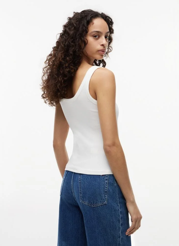 Tommy Jeans Logo Embroidery Slim Ribbed Tank Top