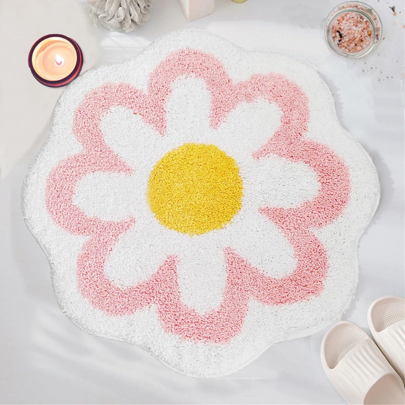 YRXRUS Flower Bath Mat Light Pink Bathroom Rug Beauty Bath Mats Ultra Soft Microfiber Bath Rug Machine Washable Flower Bathroom Mat Shower Bathtub Mat Gift Cute Room Decor 295x295 in