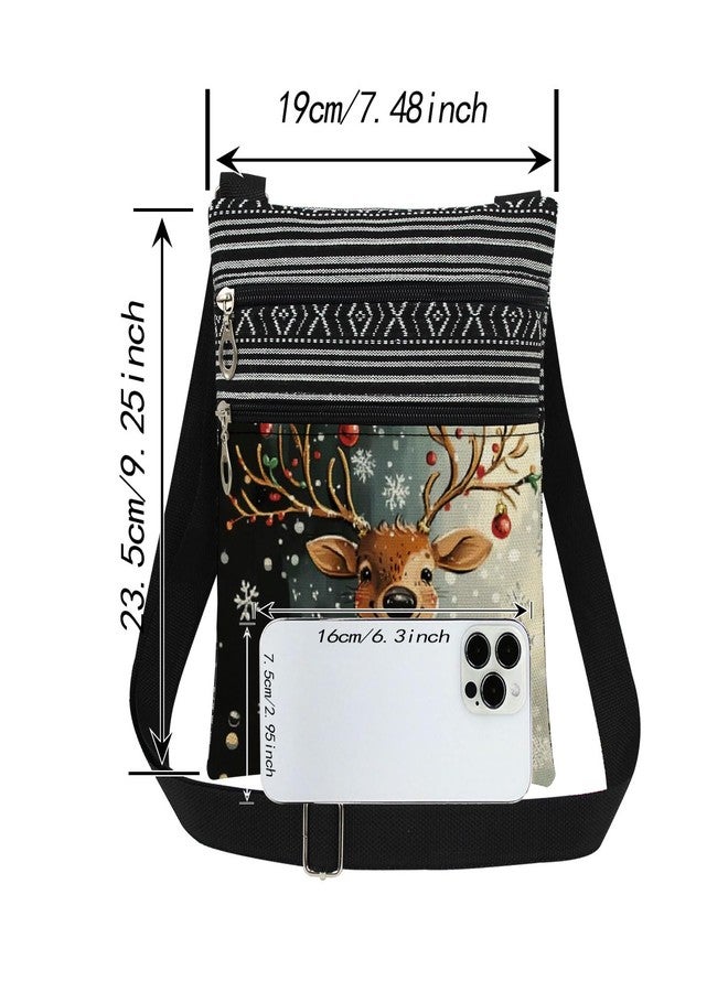 XiaoGalaee Christmas Deer with Gift Box Print Crossbody Bag, Adjustable Strap Purse for Holiday Season, Reindeer Festive Gift for Women Men Friends, Christmas Birthday Present - Image 4