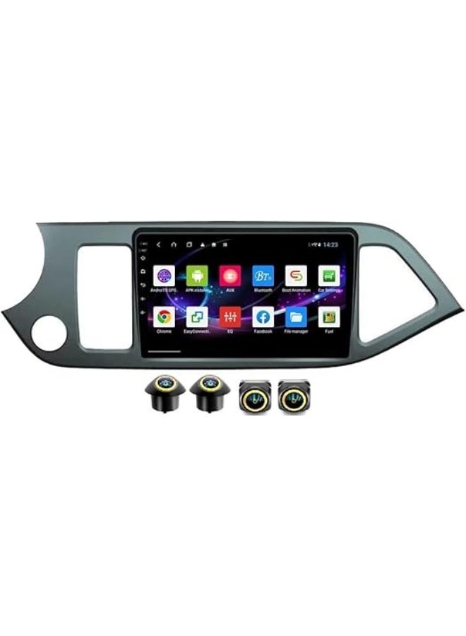 SHEZA STAR Android Car Stereo for Kia Morning Picanto 2011-2015 4GB RAM 64GB ROM Support Carplay, M-Link Wi-Fi BT, Radio GPS, 9 Inch IPS.QLED, interface, Screen with 360D Camera Included - Image 1