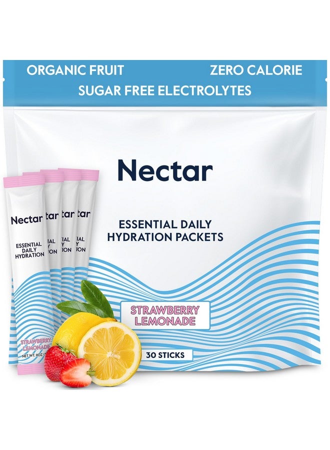 Nectar Hydration Packets - Electrolytes Powder Packets - No Sugar or Calories - Organic Fruit Liquid Daily IV Hydrate Packets for Dehydration Relief & Rehydration (Strawb. Lemon 30 Pack) - Image 1