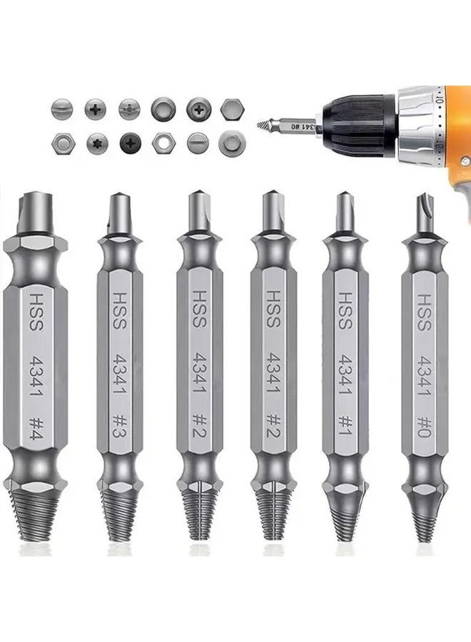 6pcs Silvery Damaged Screw Puller Kit Broken Remover Easy Quick Demolition Power Tools - Image 5